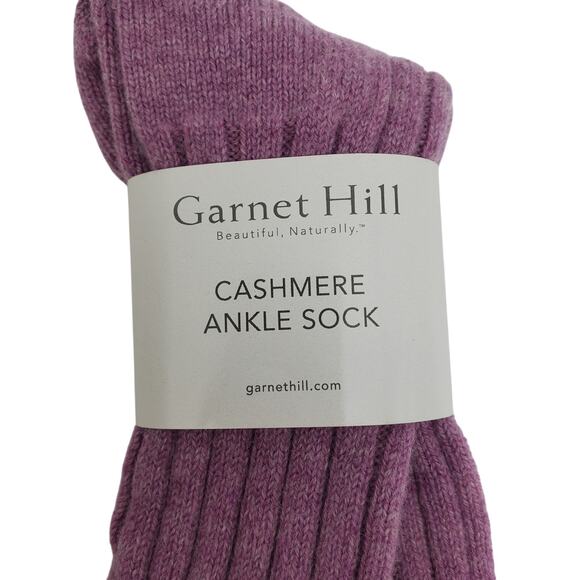 Soft Ribbed 82% Cashmere Ankle Socks Sz 9-11 Warm Cozy Garnet Hill Berry Luxury - Picture 6 of 6